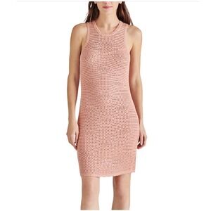 STEVE MADDEN Ronnie Sweater Dress Blush Pink Crochet Knit Bodycon Mini Size Smal
